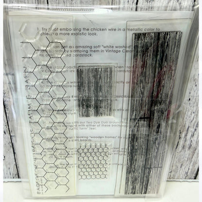 Papertrey Ink FARM & BARN Wood Chicken Wire Background Basics
