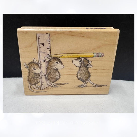 House Mouse RULER & PENCIL School Mice Rubber Stamp