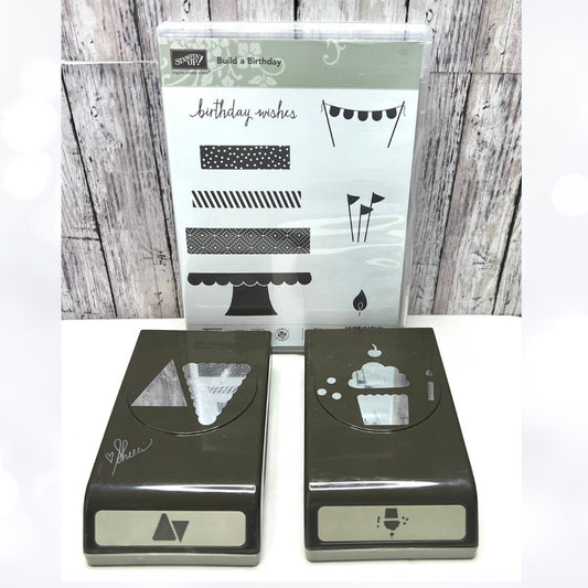 Stampin Up BUILD A BIRTHDAY Cupcake Cake Pennent Banner Rubber Stamps Punches