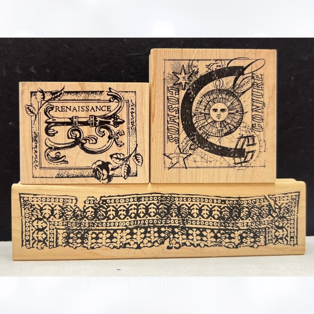 Stampers Anonymous MIXED MEDIA Celestial Renaissance Rubber Stamps Lot of 3