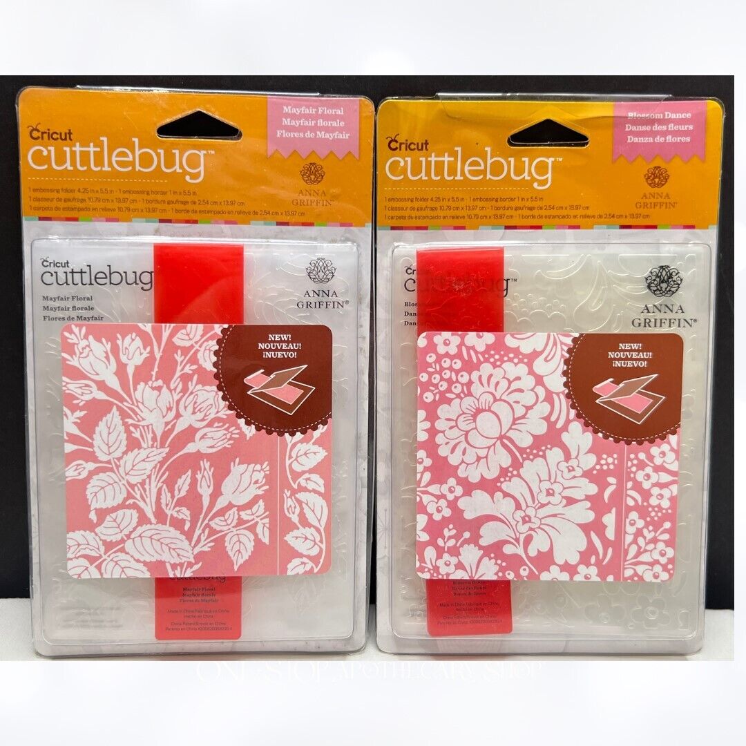 Anna Griffin BLOSSOM DANCE Mayfair Floral Flowers 5x7 Embossing Folders Set of 2