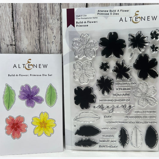 Altenew Build a Flower PRIMROSE Floral Flowers 6x8 Rubber Stamps Dies