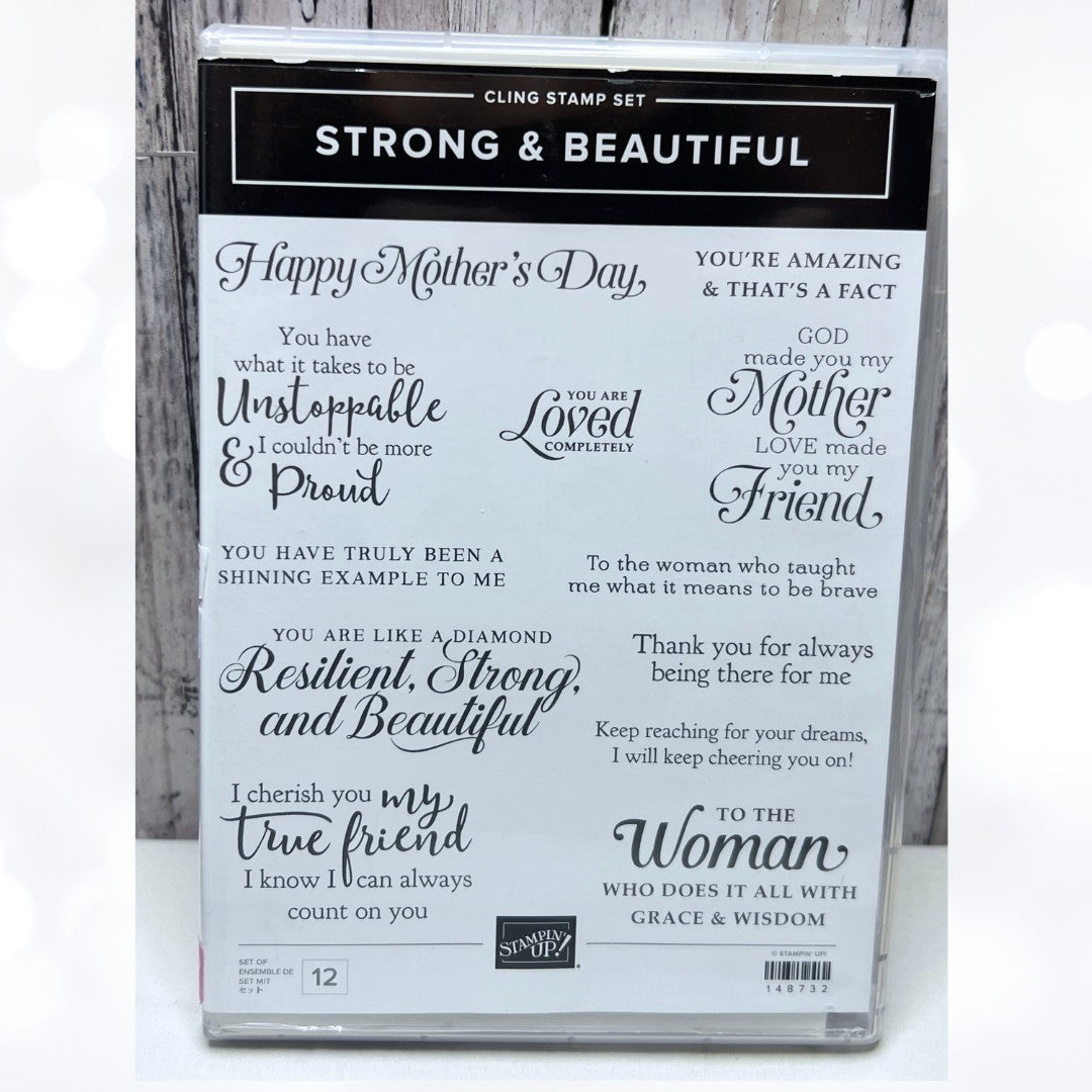 Stampin Up STRONG & BEAUTIFUL Mothers Day Mom Sentiments Rubber Stamps