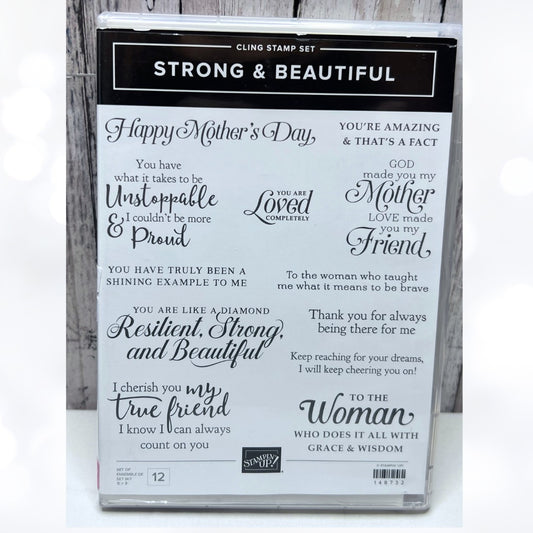 Stampin Up STRONG & BEAUTIFUL Mothers Day Mom Sentiments Rubber Stamps