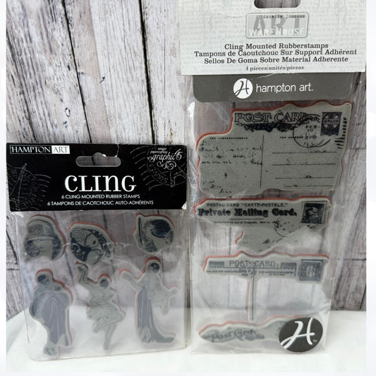 Graphic 45 POSTCARDS Vintage Ladies Rubber Stamps