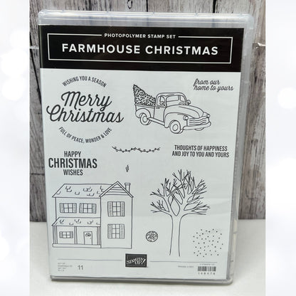Stampin Up FARMHOUSE Christmas Truck Holiday Rubber Stamps