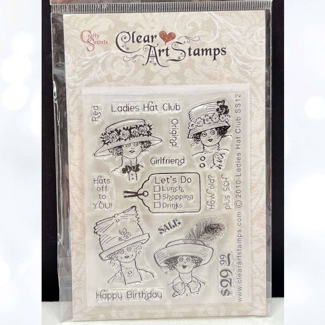 Clear Art Stamps LADIES HAT CLUB Crafty Secrets Rubber Stamps Rare