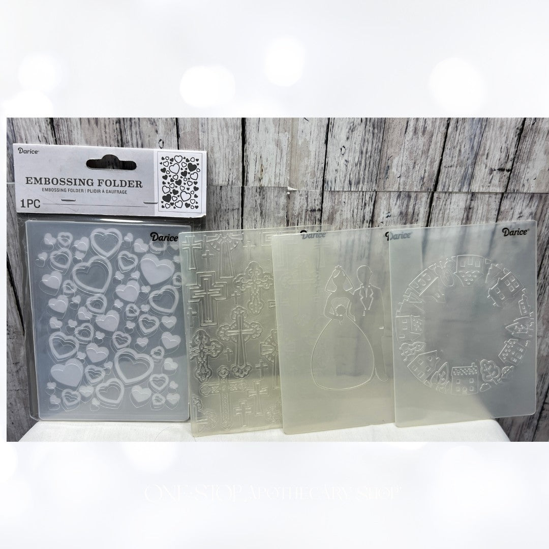 Darice WEDDING Bride Groom Hearts Cross Embossing Folders Lot of 4