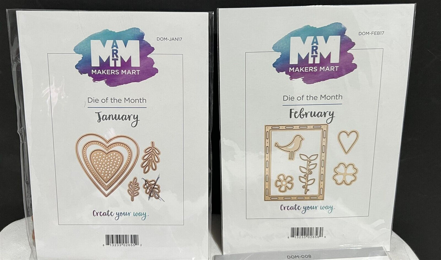 Spellbinders Makers Mart Dies of the Month Hearts Borders Lot of 4