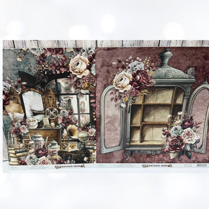 Mintay ANTIQUE SHOP 12x12 Paper Cardstock 6x6 Die Cuts Kit