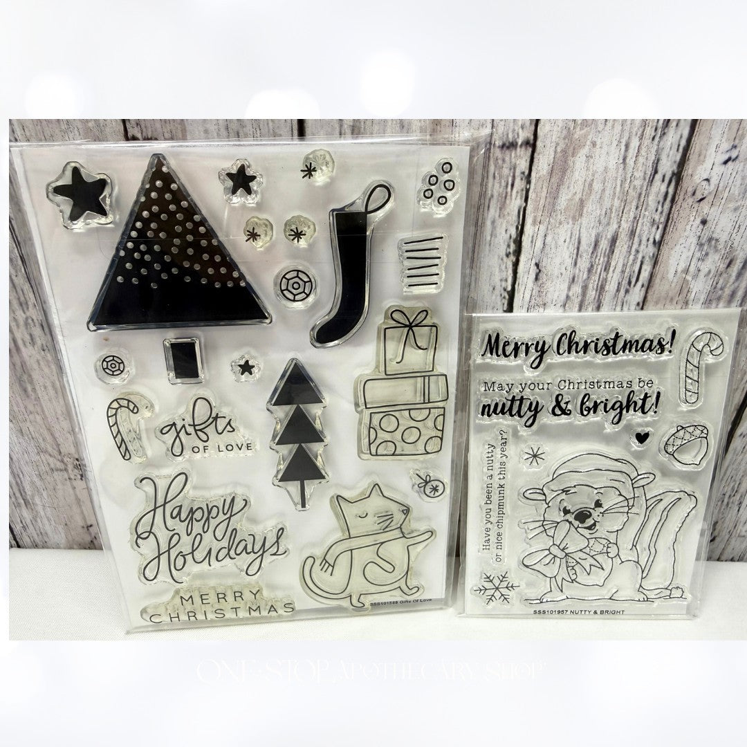 Simon Says Stamp NUTTY & BRIGHT Gifts of Love Cat Squirrel Rubber Stamps