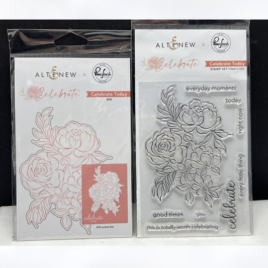 Altenew Pinkfresh Studio CELEBRATE TODAY Floral Flowers Rubber Stamps Dies