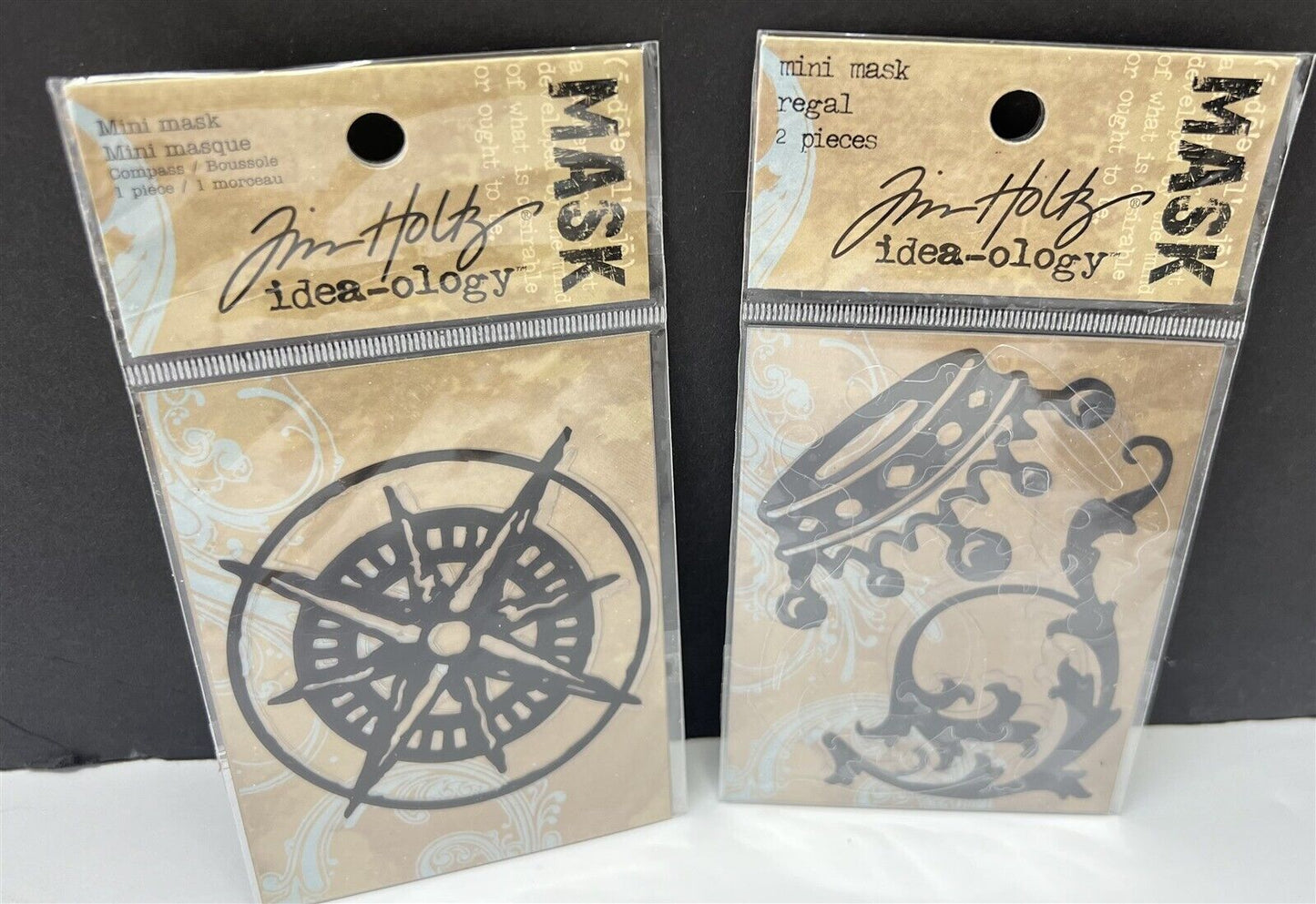 Tim Holtz Idea-ology MASKS Stencils Clocks Gears Crown Music Lot of 6