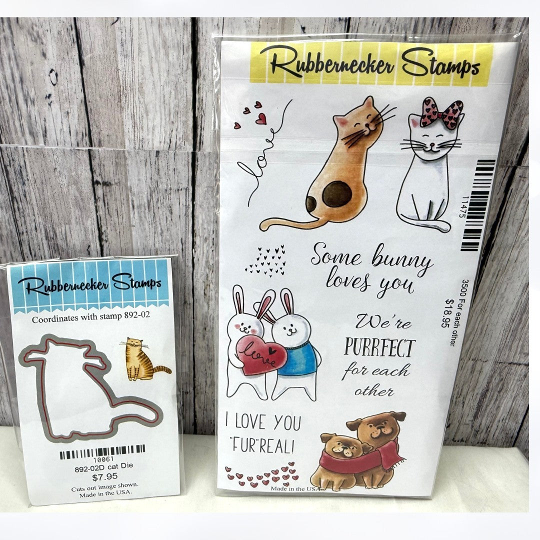 Rubbernecker FOR EACH OTHER Cats Dogs Animals Valentines Rubber Stamps Lot