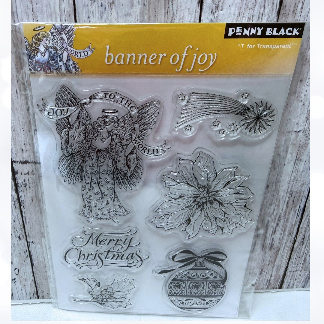 Penny Black BANNER OF JOY Christmas Angel Rubber Stamps