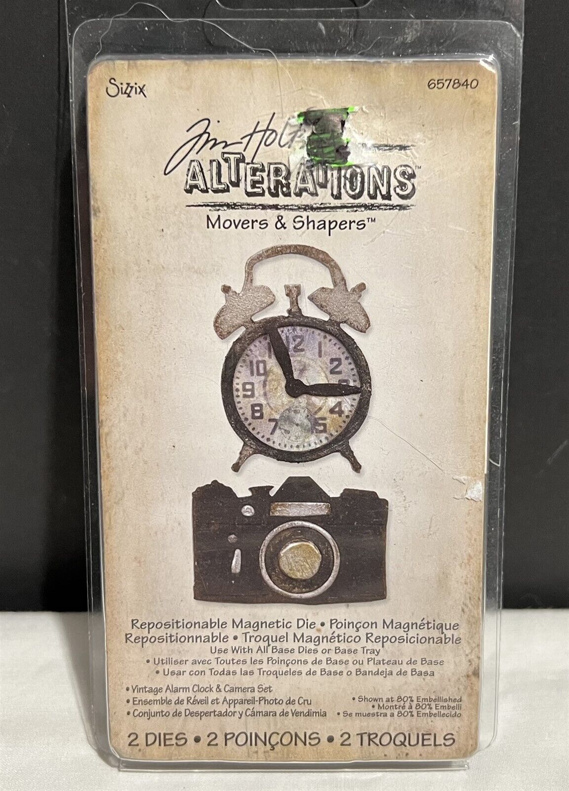 Tim Holtz VINTAGE ALARM CLOCK Camera Set Movers & Shapers Die Rare