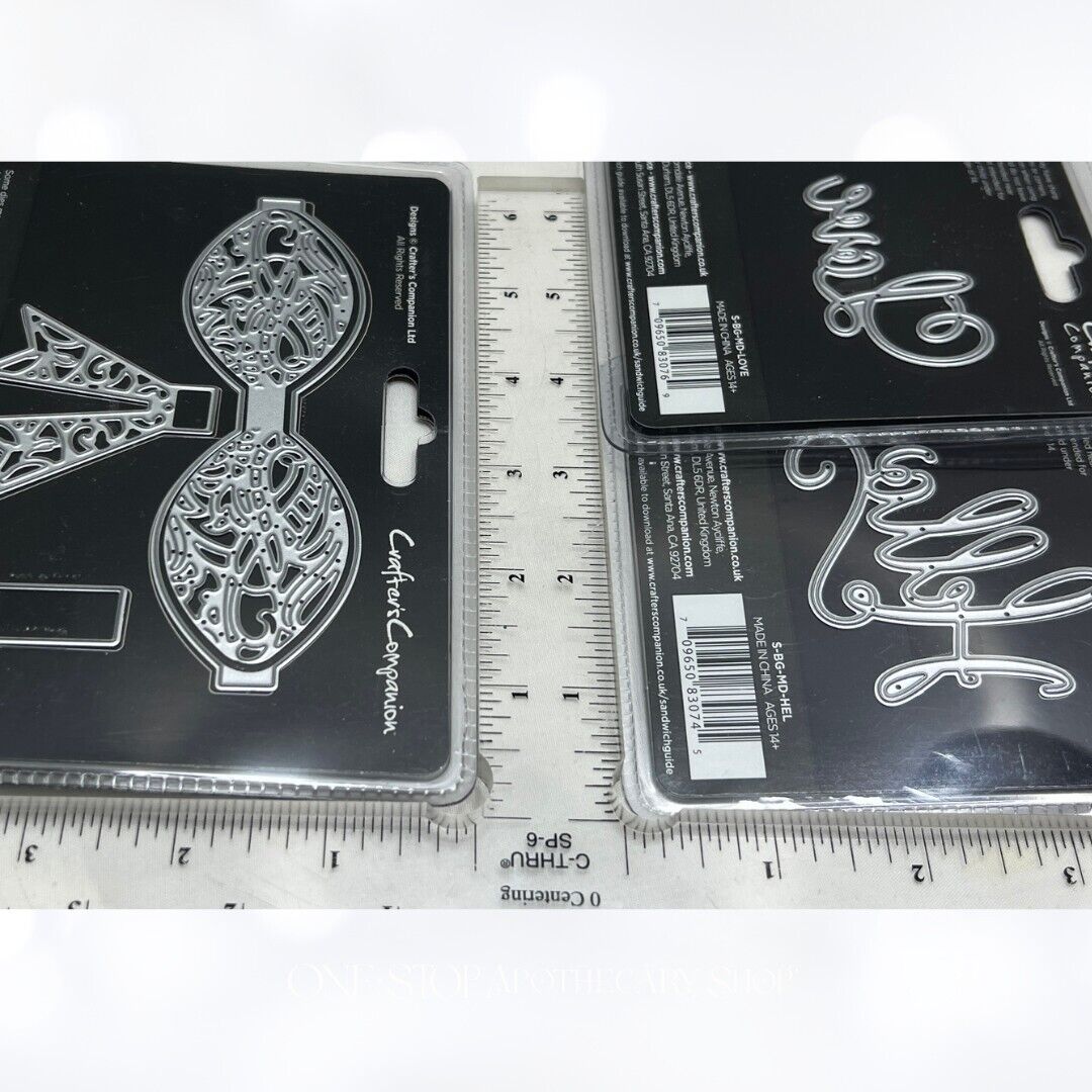 Crafters Companion Black & Gold ROYAL BOW Hello Love Dies Lot of 3