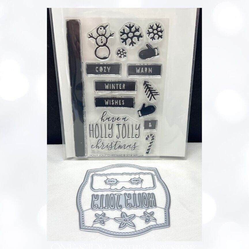 Wplus9 W Plus 9 HOLLY JOLLY Christmas Rubber Stamps Dies