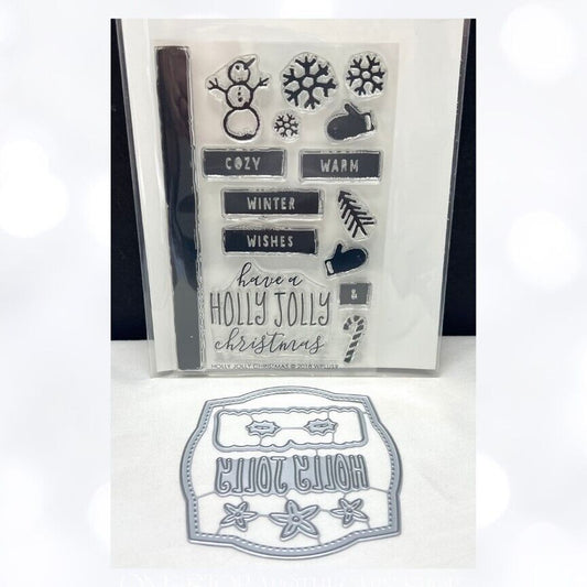 Wplus9 W Plus 9 HOLLY JOLLY Christmas Rubber Stamps Dies