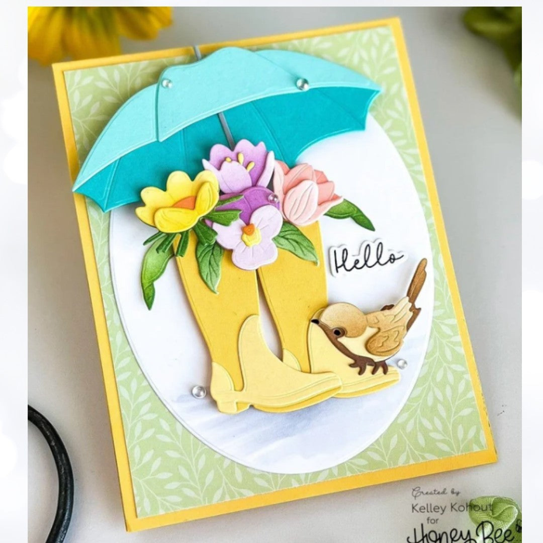 Honey Bee Stamps APRIL SHOWERS Rainboots Umbrella Layering Dies