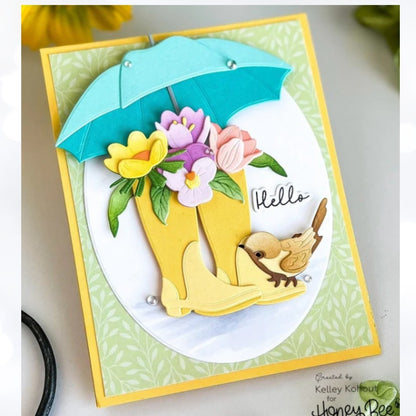 Honey Bee Stamps APRIL SHOWERS Rainboots Umbrella Layering Dies