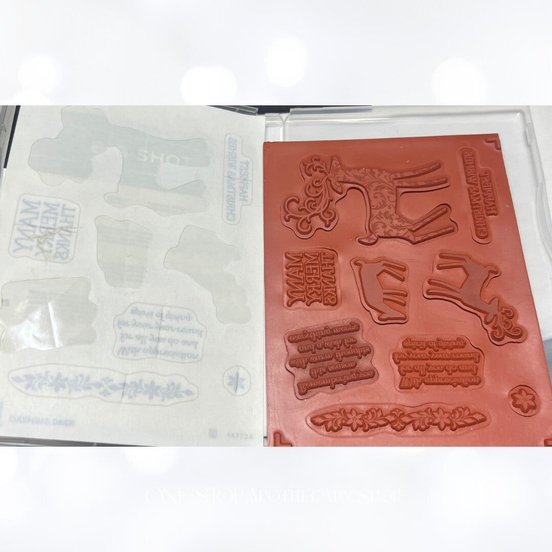Stampin Up DASHING DEER Detailed Christmas Rubber Stamps Dies Thinlits