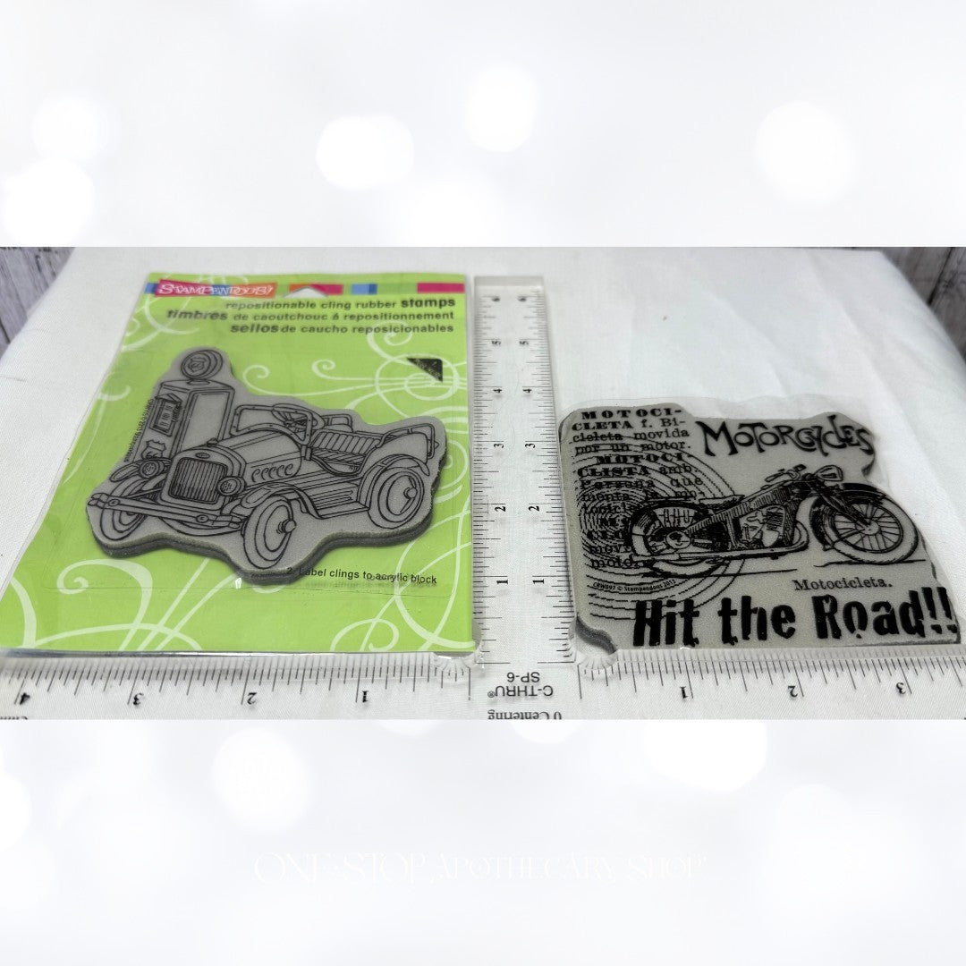 Stampendous MOTORCYCLE Vintage Car Fathers Day Rubber Stamps