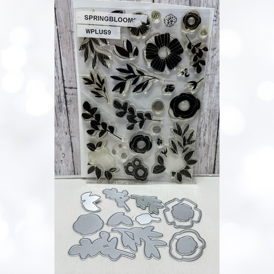 Wplus9 W Plus 9 SPRING BLOOMS Flowers Floral 6x8 Rubber Stamps Dies