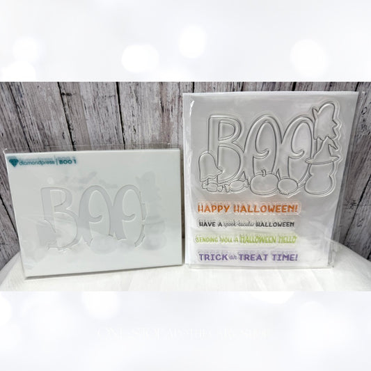 Diamond Press BOO Halloween Rubber Stamps Stencils