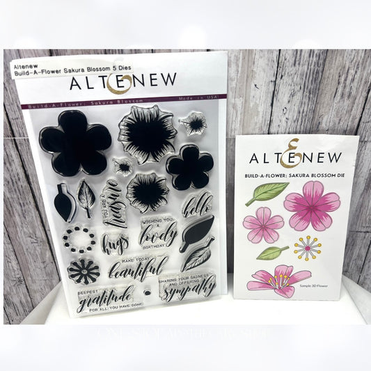 Altenew Build a Flower SAKURA BLOSSOM Flowers Floral 6x8 Rubber Stamps Dies
