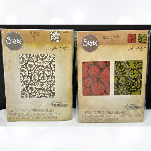 Tim Holtz POCKET WATCHES Steampunk Gears Lace Mixed Media Embossing Folders