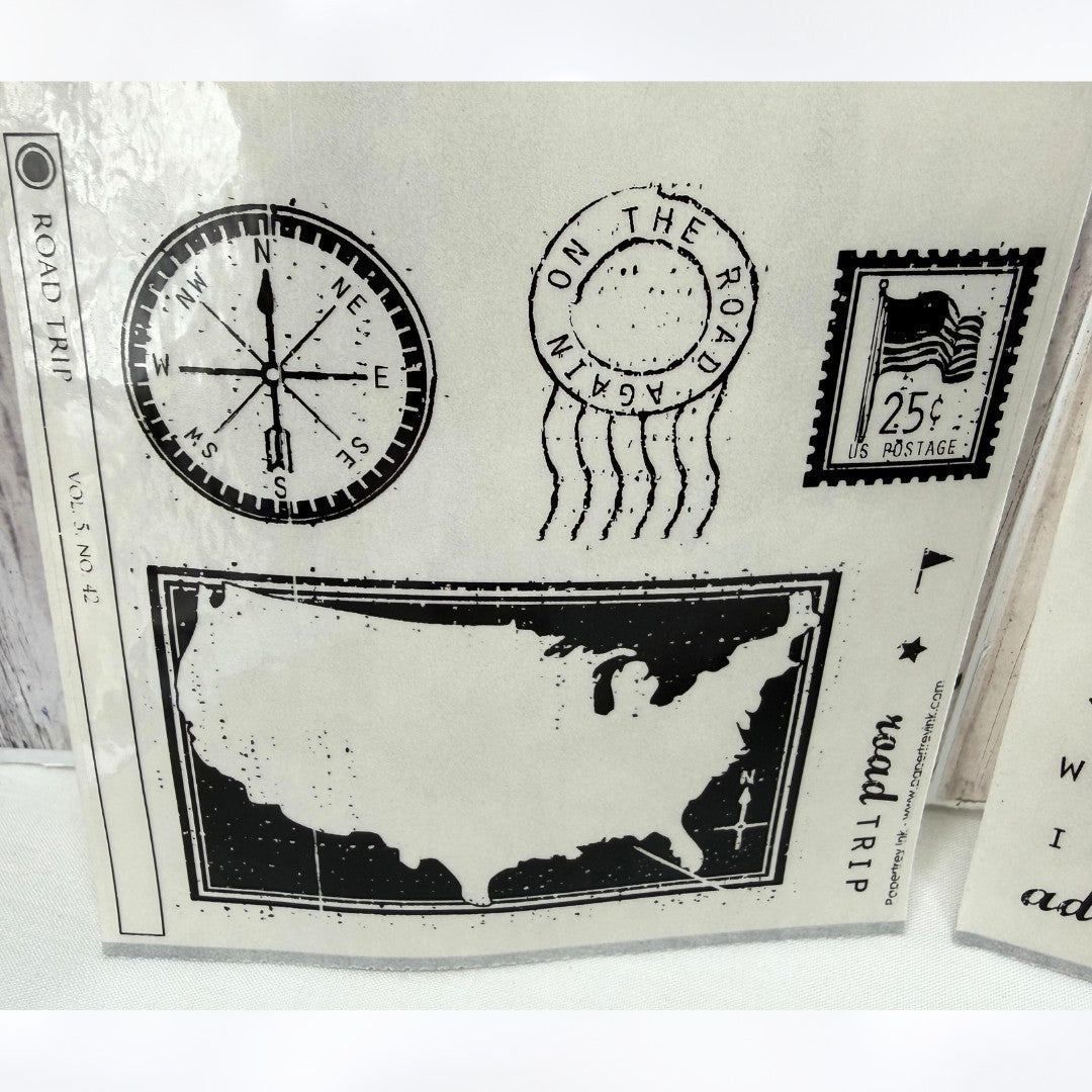 Papertrey Ink ROAD TRIP USA Map Journey Travel Rubber Stamps