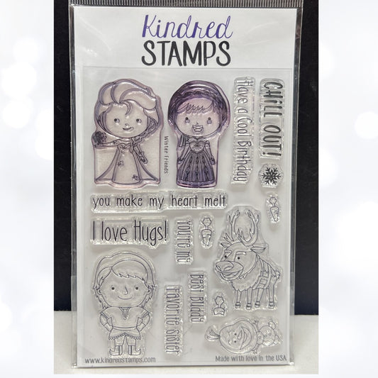 Kindred Stamps WINTER FRIENDS Frozen Elsa Anna Olaf Rubber Stamps