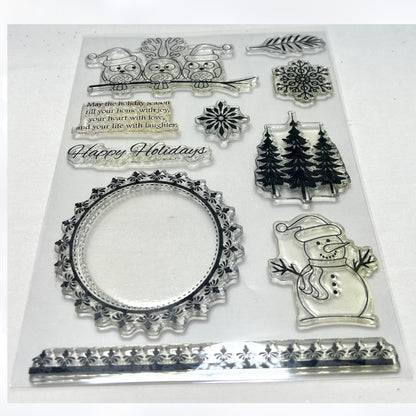 Gina K Designs HOLIDAY SEASON Owls Snowman Christmas Rubber Stamps Dies