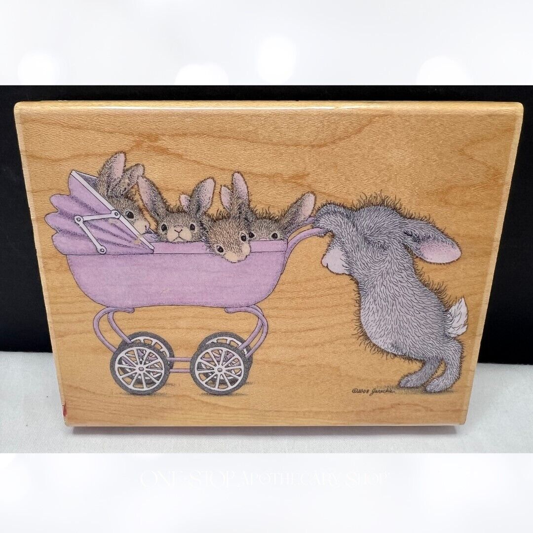 House Mouse BUNNY BUGGIE Baby Stroller Rabbit Shower Rubber Stamp