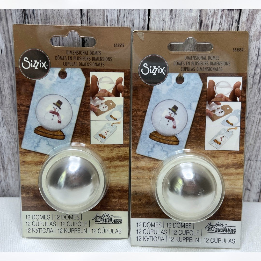 Sizzix Tim Holtz DIMENSIONAL DOME Christmas Snowglobe Shaker Card Set of 2
