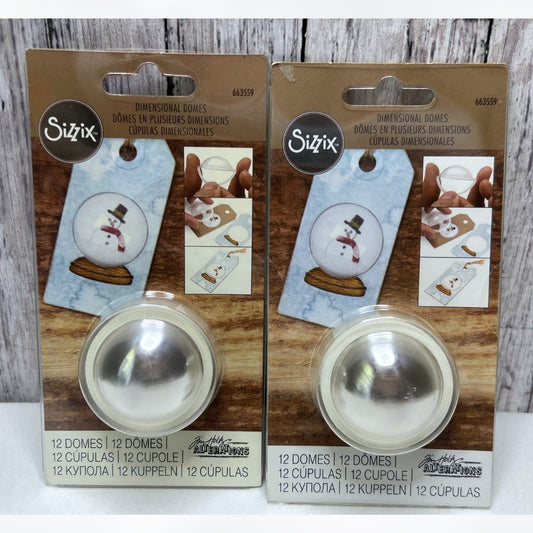 Sizzix Tim Holtz DIMENSIONAL DOME Christmas Snowglobe Shaker Card Set of 2
