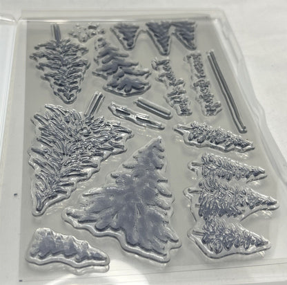 Stampin Up IN THE PINES Pine Woods Christmas Trees Rubber Stamps Dies