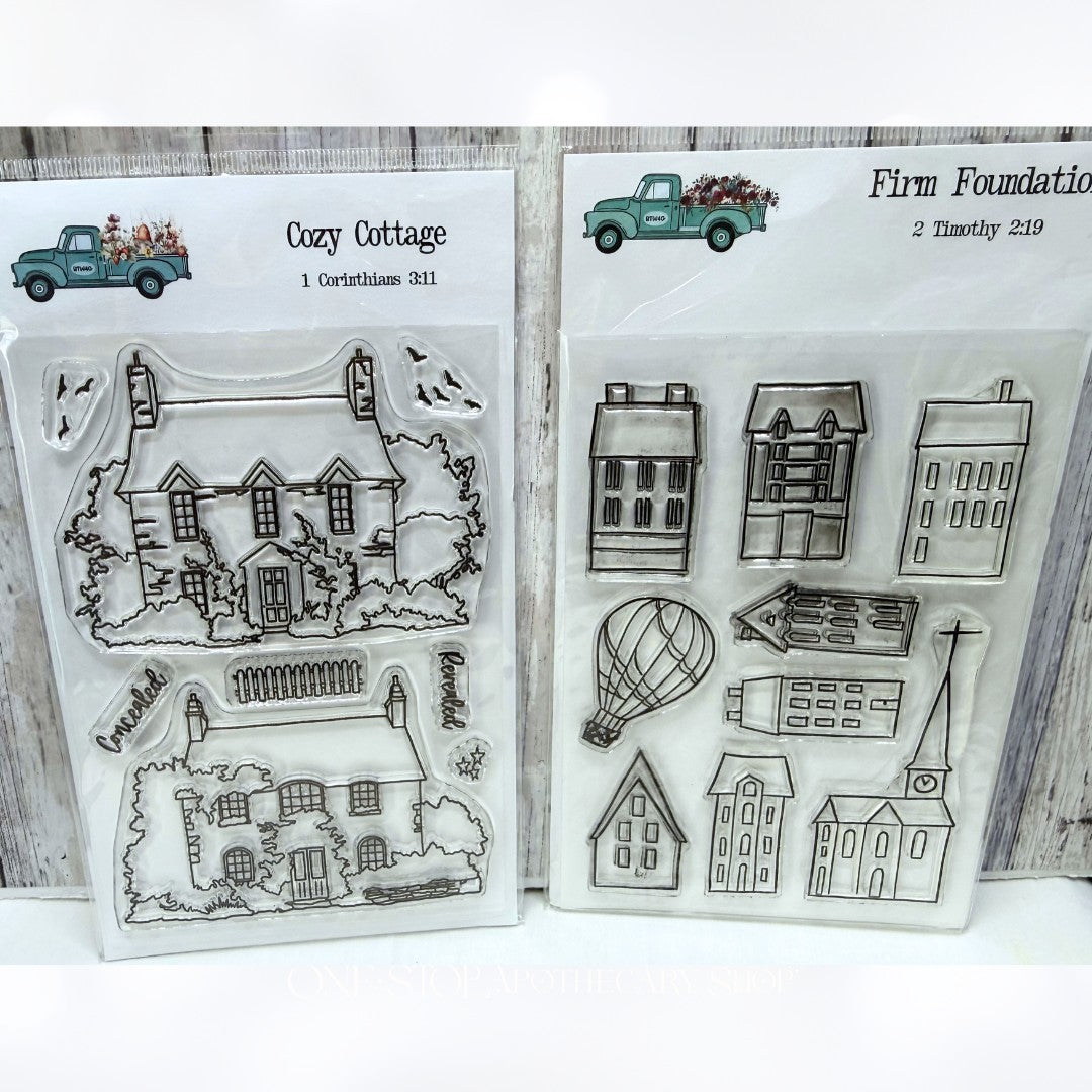 By the Well 4 God COZY COTTAGE Houses Religious Bible Journaling Rubber Stamps