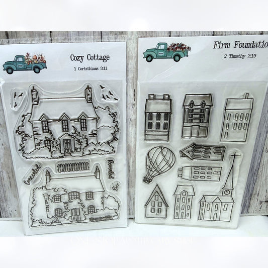 By the Well 4 God COZY COTTAGE Houses Religious Bible Journaling Rubber Stamps