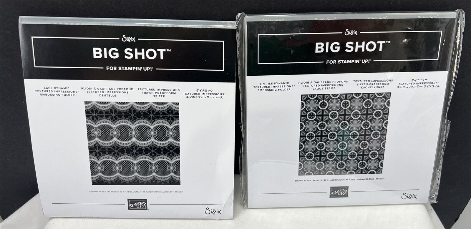 Stampin Up TIN TILE Lace Dynamic 3D Texture 6x6 Embossing Folders Lot