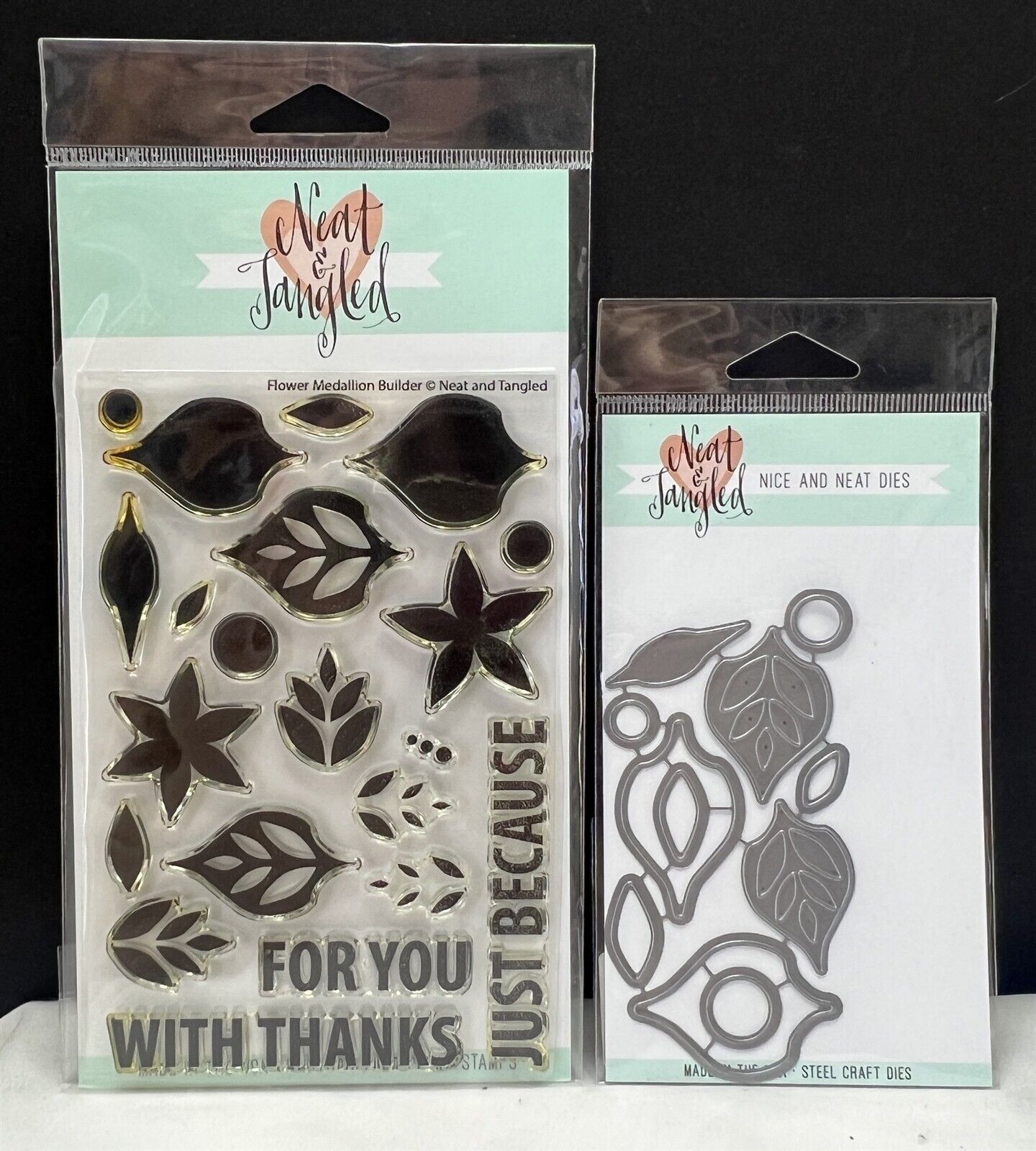 Neat & Tangled FLOWER MEDALLION BUILDER Sentiments Floral Rubber Stamps Dies