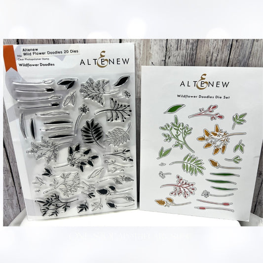 Altenew WILDFLOWER DOODLES Flowers 6x8 Rubber Stamps Dies