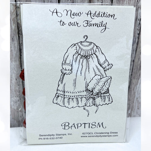 Serendipity BAPTISM DRESS Gown Religious Baby Rubber Stamps