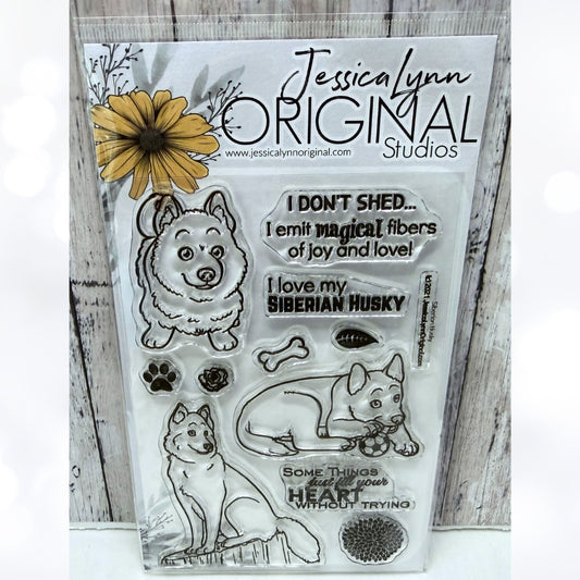 Jessica Lynn SIBERIAN HUSKY Dogs Puppy Rubber Stamps