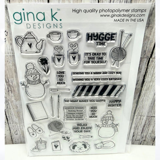 Gina K Designs HYGGE TIME Christmas Snowman Holiday 6x8 Rubber Stamps