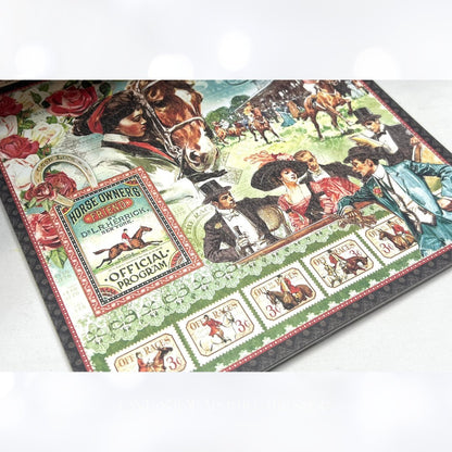 Graphic 45 OFF TO THE RACES Horses 8x8 Cardstock Paper Pack 24 Sheets