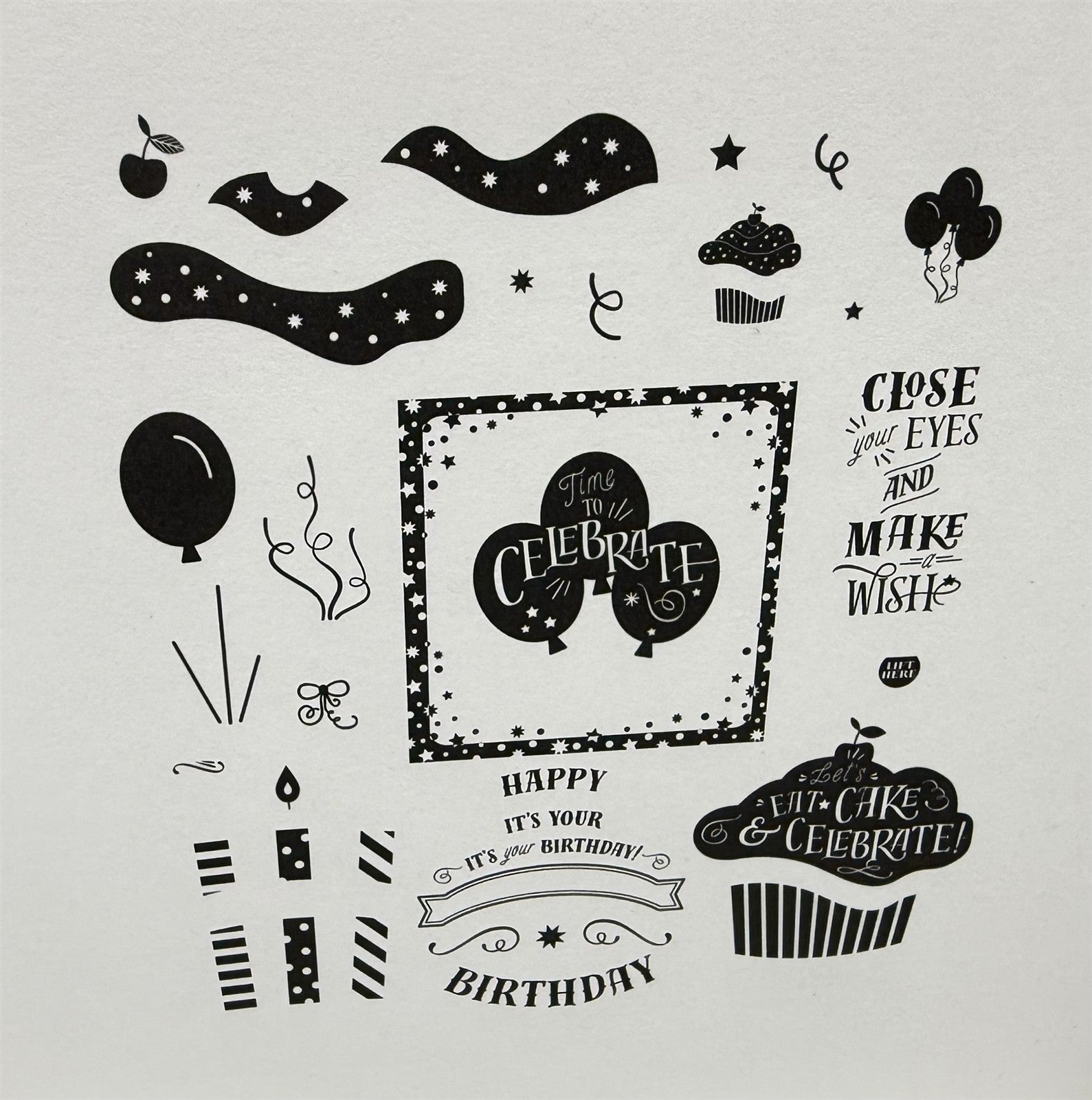 Papertrey Ink PARTY POPS Make It Market Birthday Rubber Stamps Dies Kit Rare