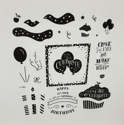 Papertrey Ink PARTY POPS Make It Market Birthday Rubber Stamps Dies Kit Rare