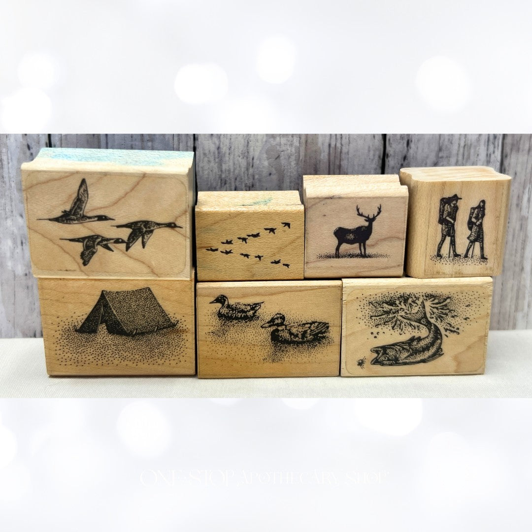 Stampscapes Tent Geese Hikers Mini Landscape Rubber Stamps